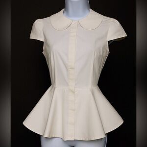 new Alice + Olivia Cream Peplum Blouse – Size XS-S